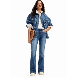 Like New Desigual Daisy Flare jeans embroidered EU 38 US Sz 8